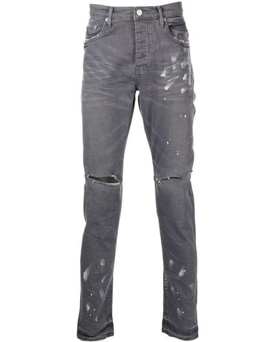 Purple Brand Distressed Low-rise Skinny Jeans - Grey