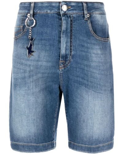 Paul & Shark Halbhohe Jeans-Shorts - Blau