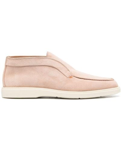 Santoni Almond-toe Suede Boots - Pink