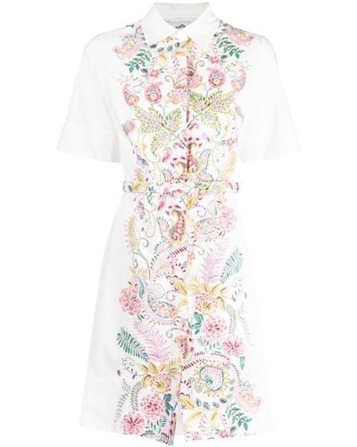 Evi Grintela Minikleid mit Blumenmuster - Weiß