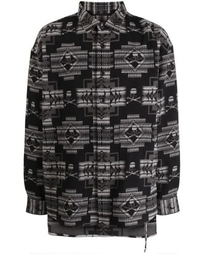 MASTERMIND WORLD Chimayo Overhemd Met Jacquard - Zwart