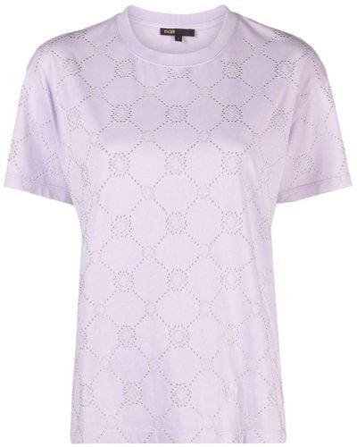Maje Stud-embellished Cotton T-shirt - Purple
