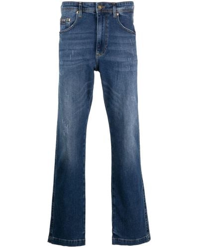 Versace Logo-patch Straight-leg Jeans - Blue