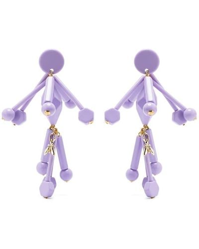 Patrizia Pepe Bead-embellished Clip-on Earrings - Purple