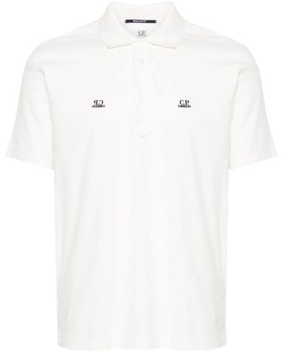 C.P. Company Poloshirt Met Geborduurd Logo - Wit