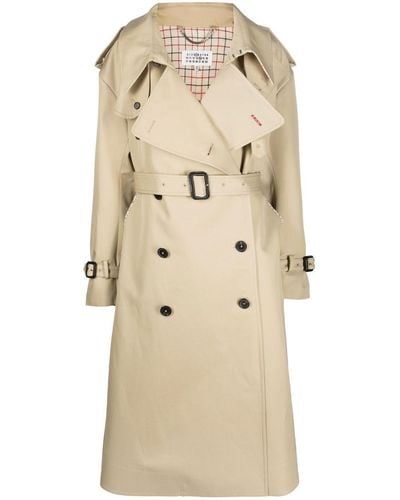 Maison Margiela Neutral Double-breasted Cotton Trench Coat - Women's - Cotton/viscose - Natural