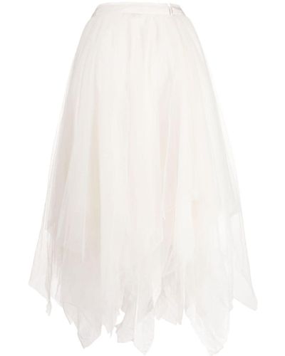 Marc Le Bihan Asymmetric Layered Midi Skirt - White
