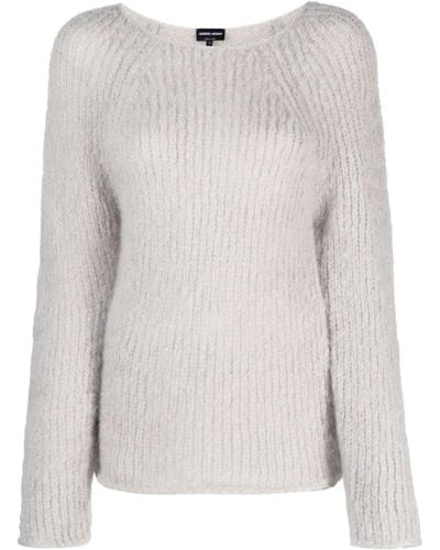 Giorgio Armani Round-neck Chunky-knit Sweater - White