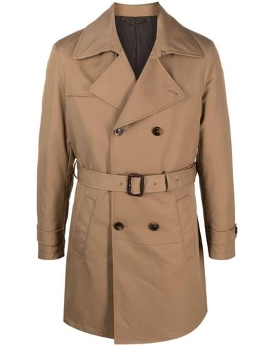 Canali Notched-lapels Double-breasted Trench Coat - Natural