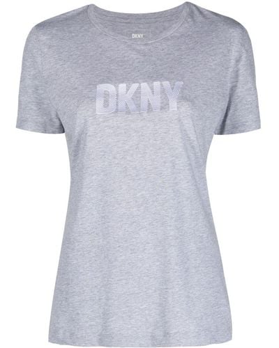 DKNY Foundation Embossed-logo Cotton T-shirt - Blue