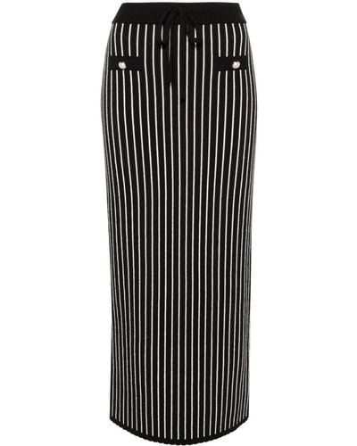 Alessandra Rich Pinstripe Knitted Midi Skirt - Black
