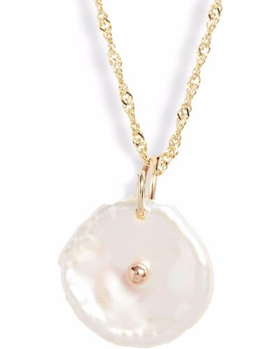 POPPY FINCH 14kt Yellow Gold Petal Pearl Necklace - White