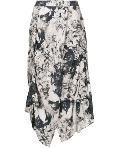 UMA | Raquel Davidowicz Abstract-print Asymmetric Skirt - White