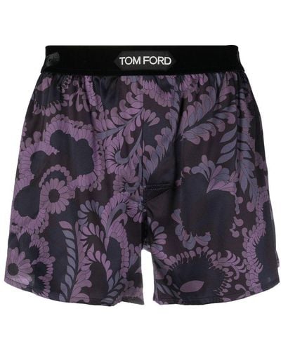 Tom Ford '70s Paisley Floral Swim Shorts - Purple