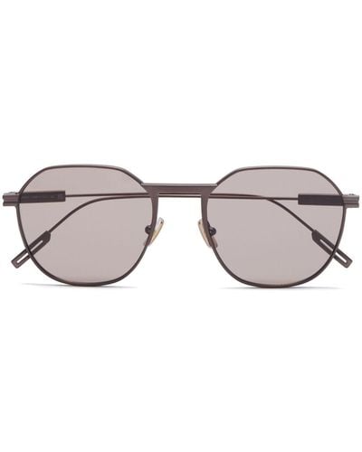 Zegna Sculpted Geometric-frame Sunglasses - Grey