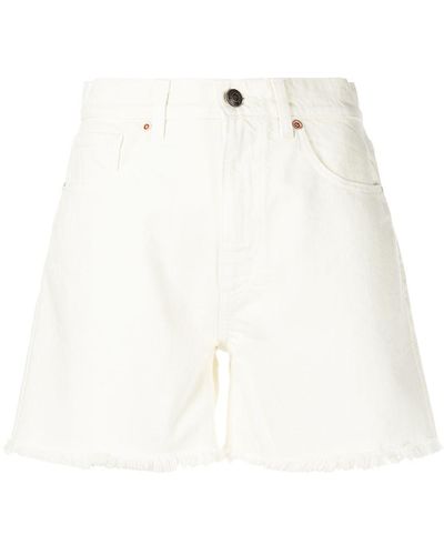 Magda Butrym Frayed High-waist Denim Shorts - White