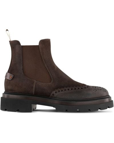 Santoni Panelled Leather Ankle Boots - Brown