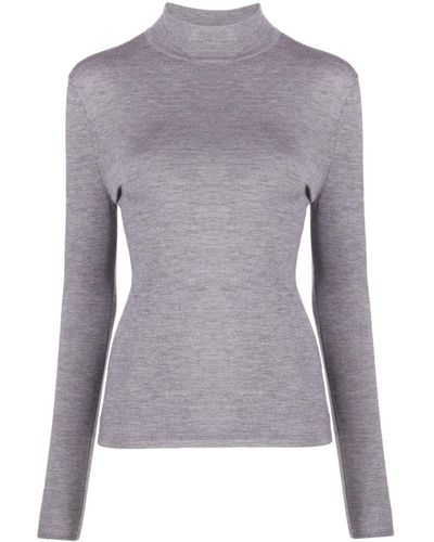 Colombo High-neck Mélange Sweater - Purple