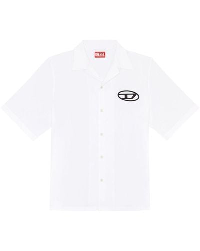 DIESEL Bowlinghemd mit Logo-Stickerei - Weiß