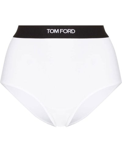 Tom Ford Culotte à taille à logo - Blanc