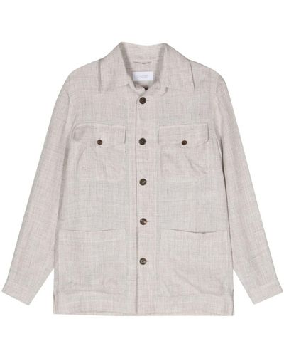 Cruciani Single-brested Linen Shirt Jacket - White