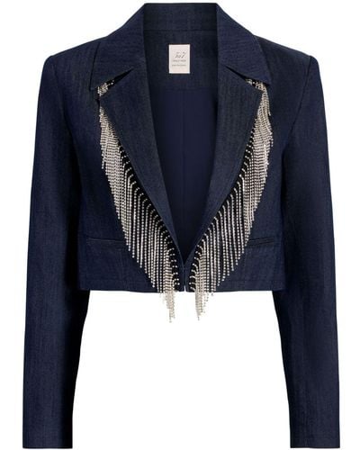 Cinq À Sept Dara Embellished Cropped Jacket - Blue