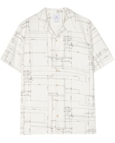 PS by Paul Smith Graphic-print Organic Cotton Shirt - White