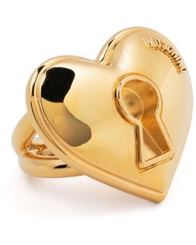 Moschino Anillo grabado con forma de corazón - Metálico