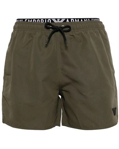 Emporio Armani Logo-waistband Swim Shorts - Green