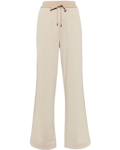 Lorena Antoniazzi Cotton-blend Track Trousers - Natural