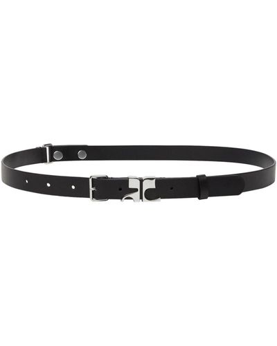 Courreges Logo-buckle Leather Belt - Black