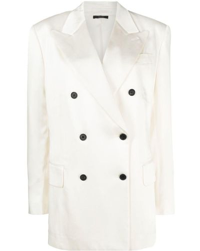 Tom Ford Fluid Double-breasted Satin Blazer - Natural