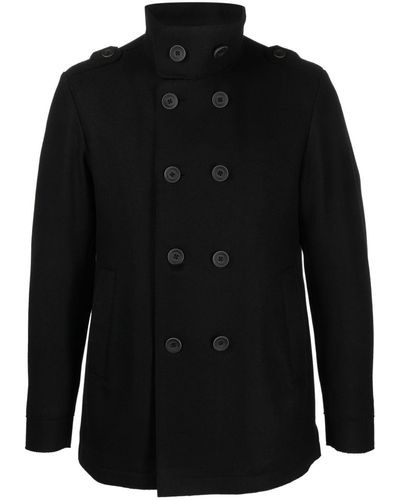 Herno Double-breasted Wool-blend Short Coat - Black