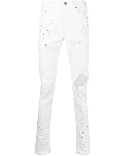 Purple Brand Paint-splatter Skinny Jeans - White