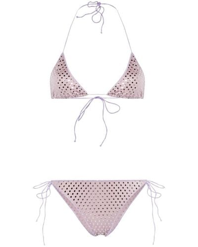 Oséree Gepunkteter Triangel-Bikini - Pink