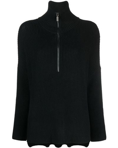 Societe Anonyme Zip-up Chunky-knit Jumper - Black