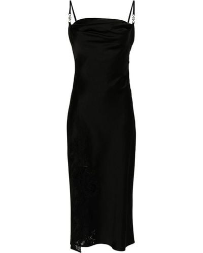 Versace Barocco-lace Satin Midi Dress - Black