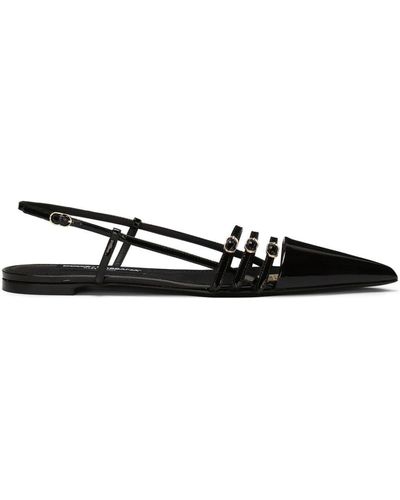 Dolce & Gabbana Patent-finish Leather Ballerina Shoes - Black