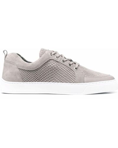 Leandro Lopes Snakeskin-effect Lace-up Trainers - Grey