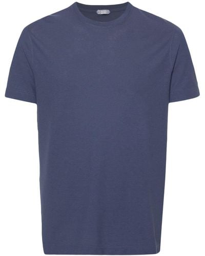 Zanone T-shirt en coton à col rond - Bleu
