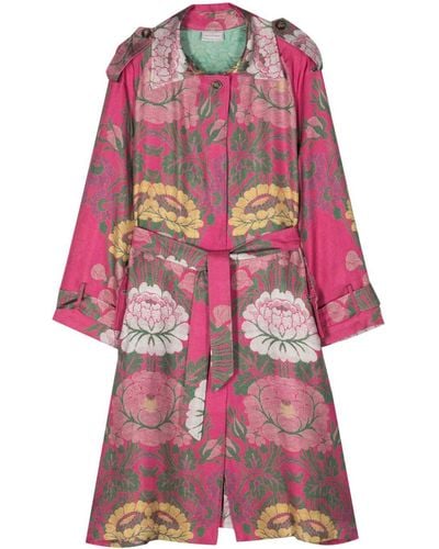 Pierre Louis Mascia Floral-print Silk Trench Coat - Pink