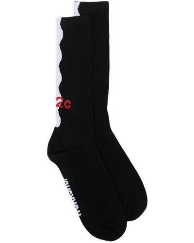 032c Intarsia-knit Logo Socks - Black