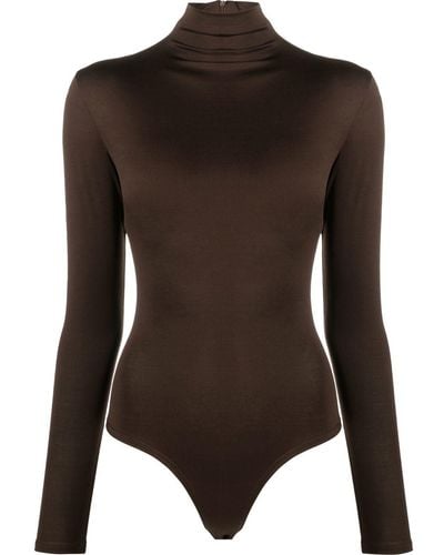 Atu Body Couture Mock-neck Long-sleeved Bodysuit - Brown