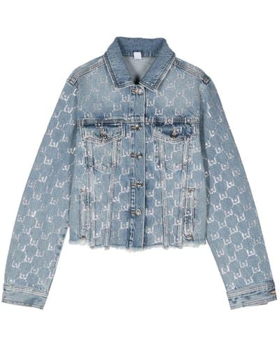 Liu Jo Crystal-embellished denim jacket - Blau