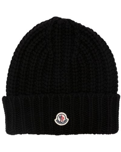 Moncler Logo-patch Cashmere-blend Beanie - Black