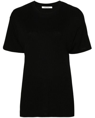 Gauchère T-shirt en maille fine à design nervuré - Noir
