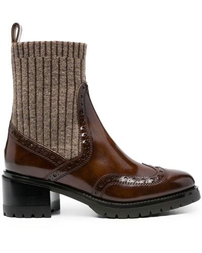 Santoni Sock-style Ankle Boots - Brown