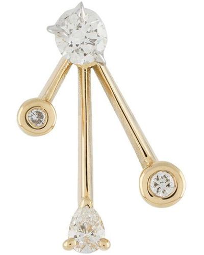 LE STER 18kt Yellow Gold Crackle Ear Jacket With Diamond Studs Single Earring - Metallic