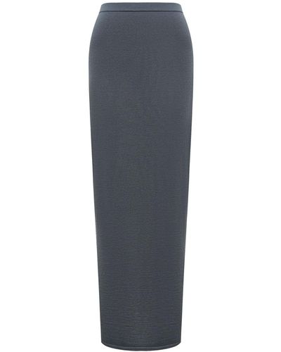 12 STOREEZ High-waist Merino-silk Skirt - Grey