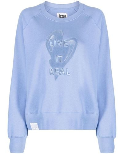 Izzue Sweater Met Geborduurde Tekst - Blauw